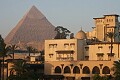 The Pyramid of Khafre and Oberoi Mena House hotel.