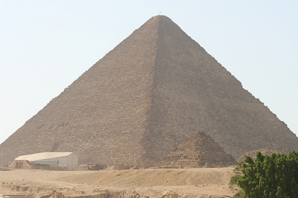 The Great Pyramid with the solar boat museum on the left.